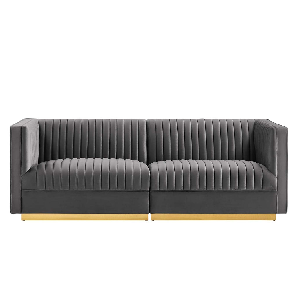 Sanguine Channel Tufted Performance Velvet Modular Sectional Sofa Loveseat by Modway