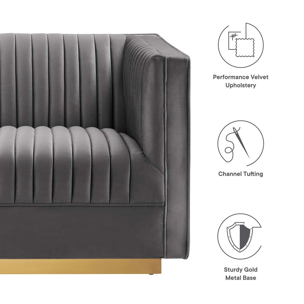 Sanguine Channel Tufted Performance Velvet Modular Sectional Sofa Loveseat by Modway