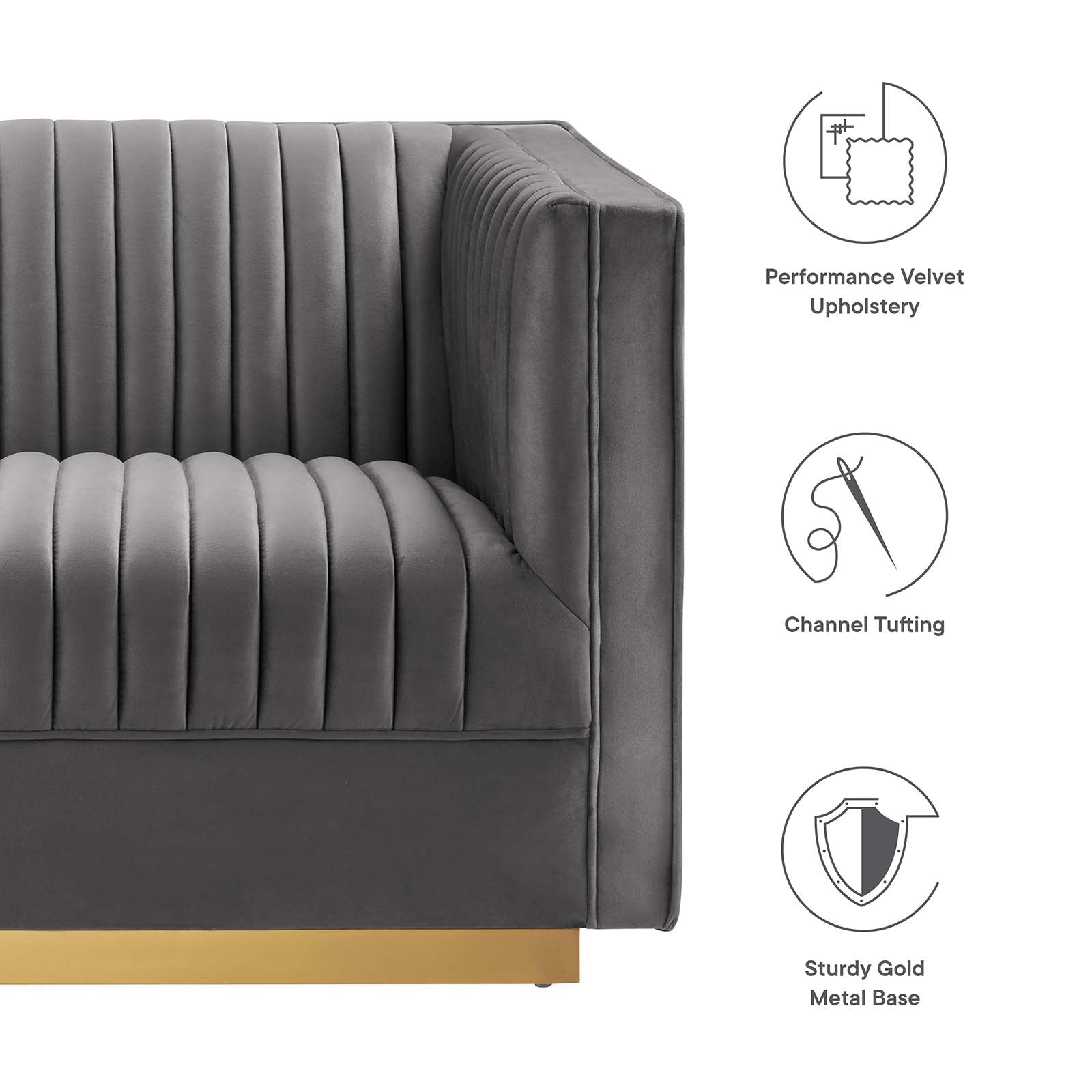 Sanguine Channel Tufted Performance Velvet Modular Sectional Sofa Loveseat by Modway
