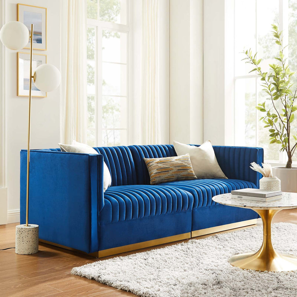 Sanguine Channel Tufted Performance Velvet Modular Sectional Sofa Loveseat by Modway