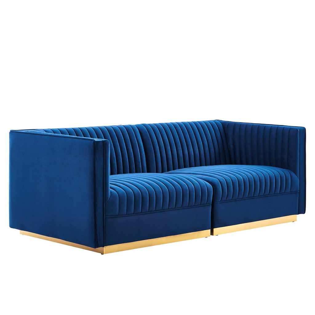 Sanguine Channel Tufted Performance Velvet Modular Sectional Sofa Loveseat by Modway