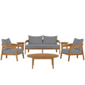 Brisbane 6-Piece Teak Wood Outdoor Patio Set by Modway