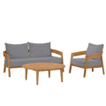 Brisbane 3-Piece Teak Wood Outdoor Patio Set by Modway