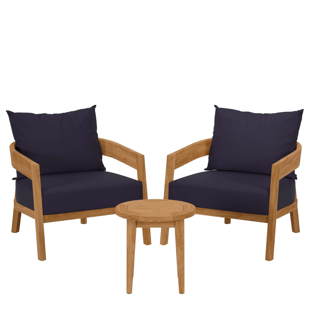 Brisbane 3-Piece Teak Wood Outdoor Patio Set by Modway