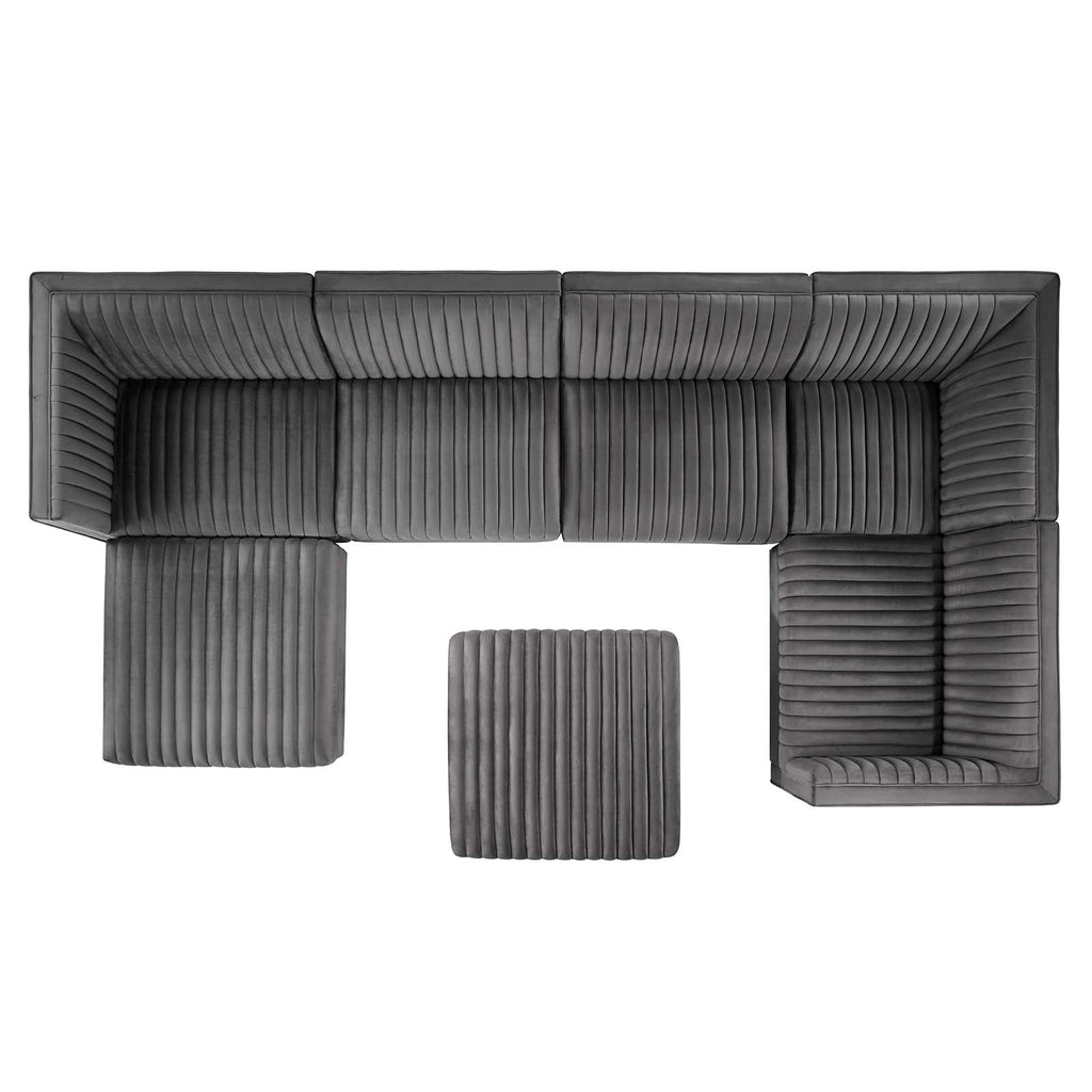Sanguine Channel Tufted 5-Piece Right-Facing Modular Sectional Sofa in Navy