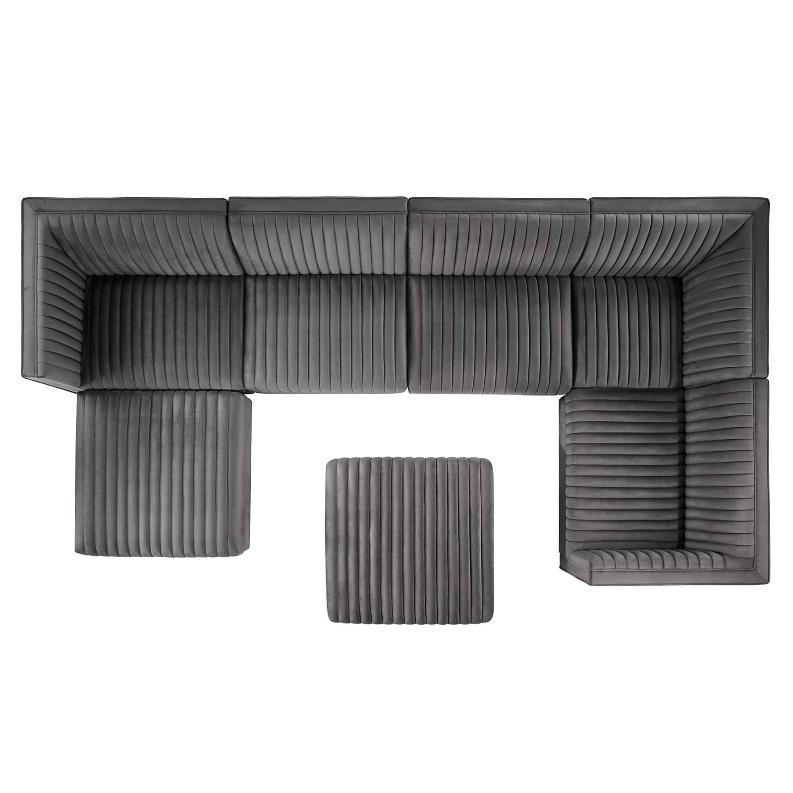 Sanguine Channel Tufted 5-Piece Right-Facing Modular Sectional Sofa in Navy