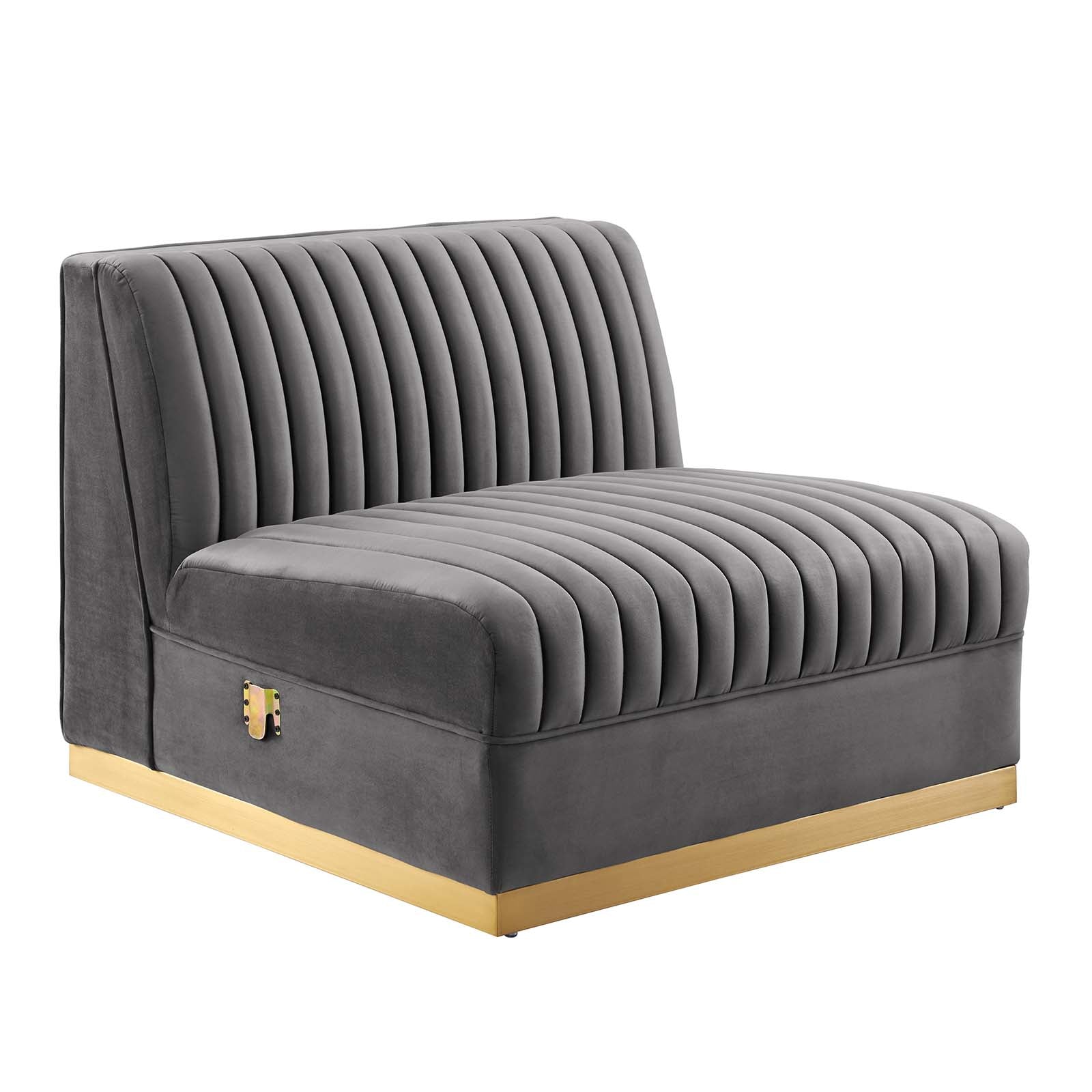Sanguine Channel Tufted 5-Piece Right-Facing Modular Sectional Sofa in Navy