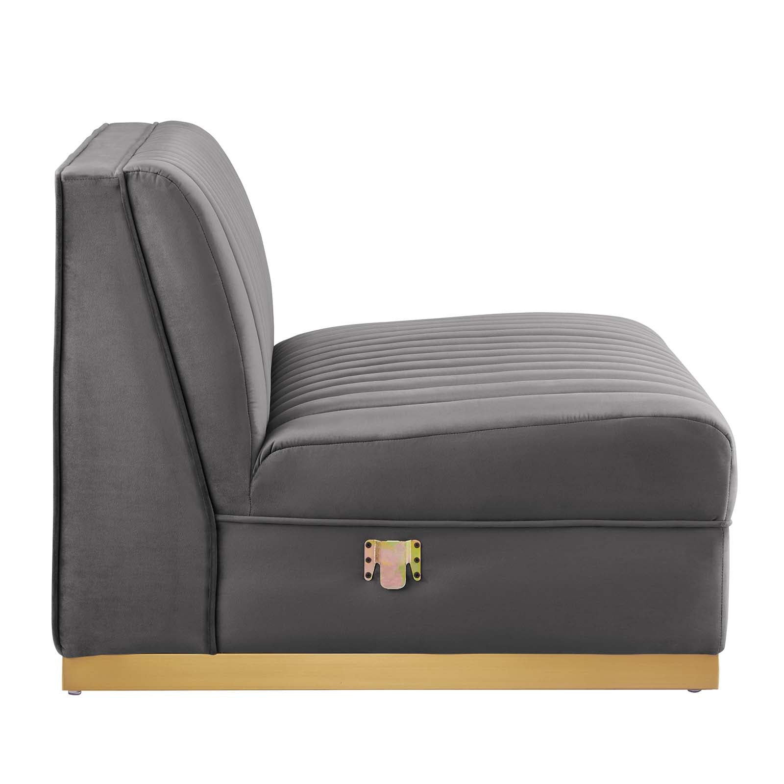 Sanguine Channel Tufted 5-Piece Right-Facing Modular Sectional Sofa in Navy