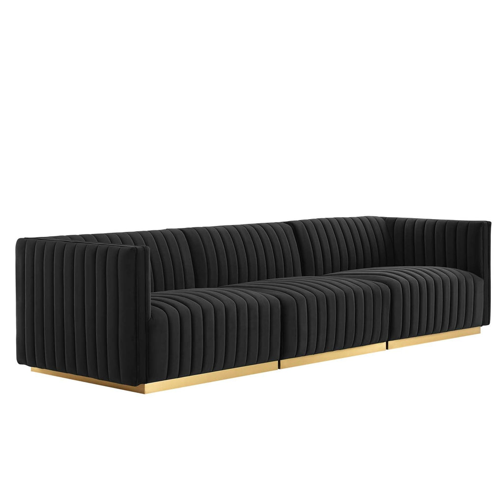 Conjure Channel Tufted Performance Velvet Sofa in