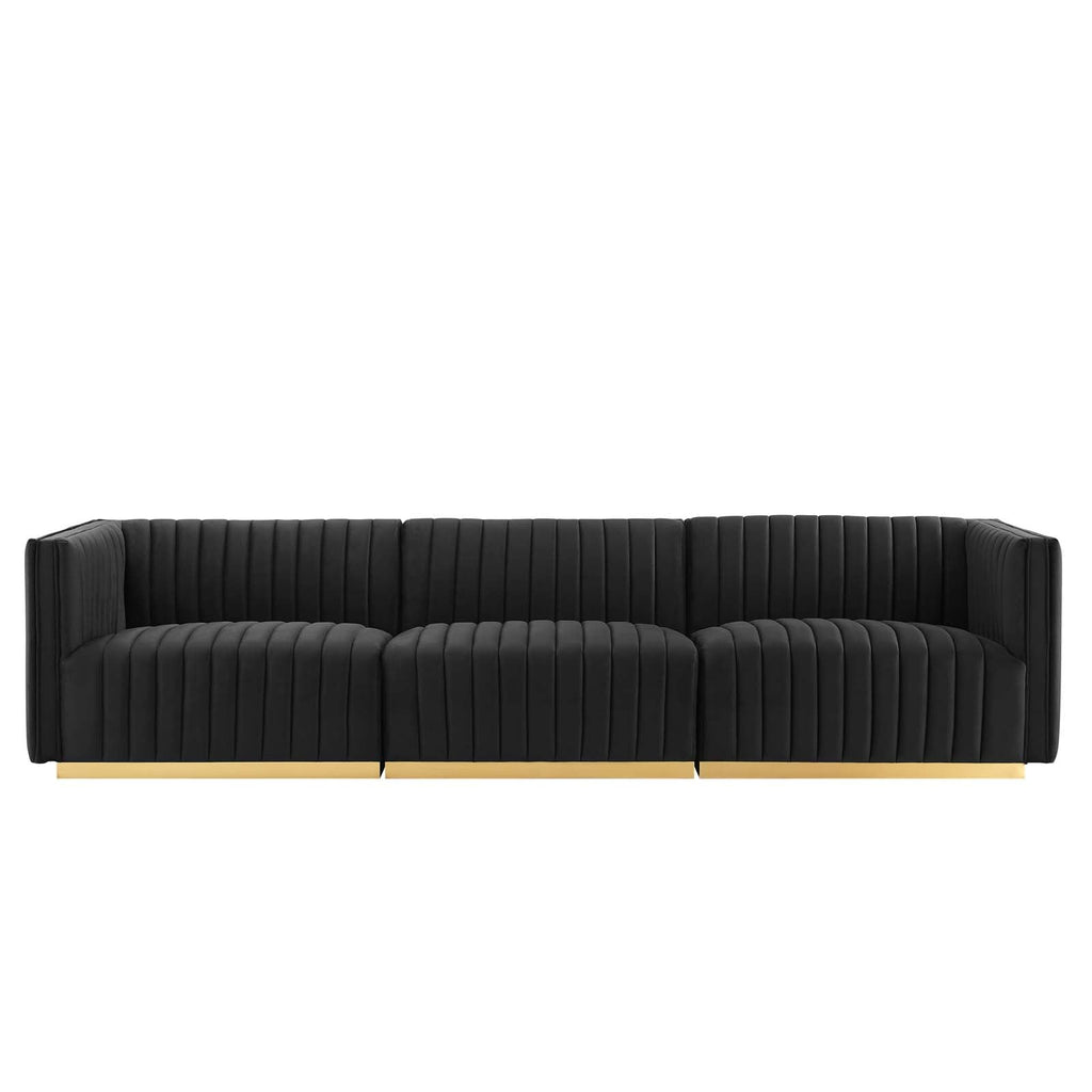Conjure Channel Tufted Performance Velvet Sofa in