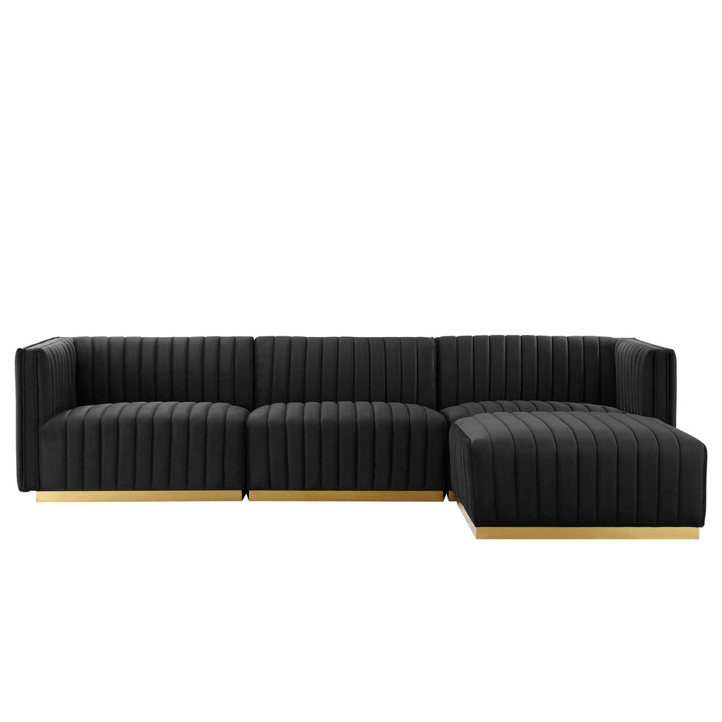 Conjure Channel Tufted 4-Piece Performance Velvet
