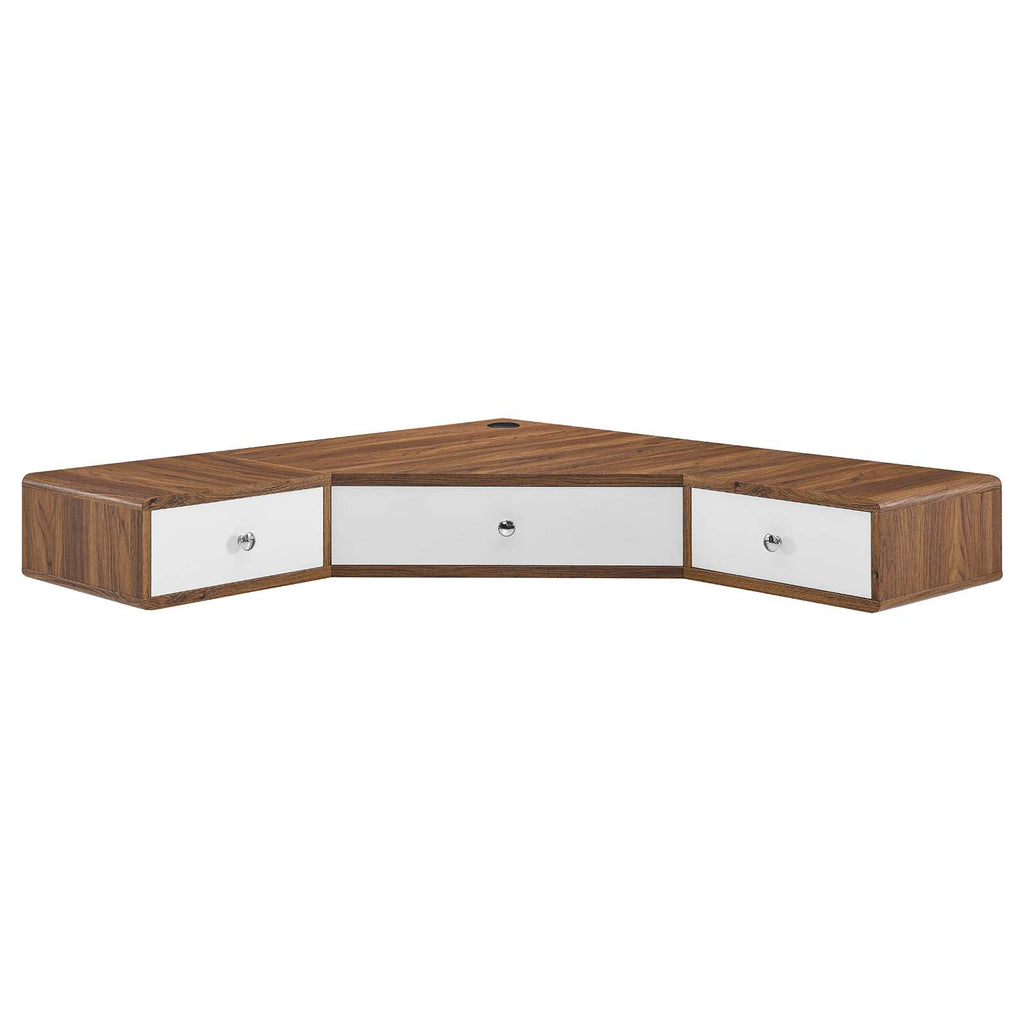 Transmit 47" Wall Mount Corner Walnut Office Desk by Modway