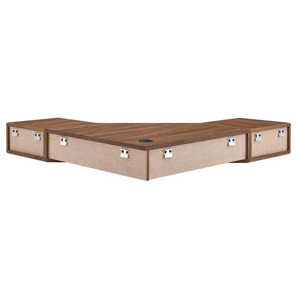 Transmit 47" Wall Mount Corner Walnut Office Desk by Modway