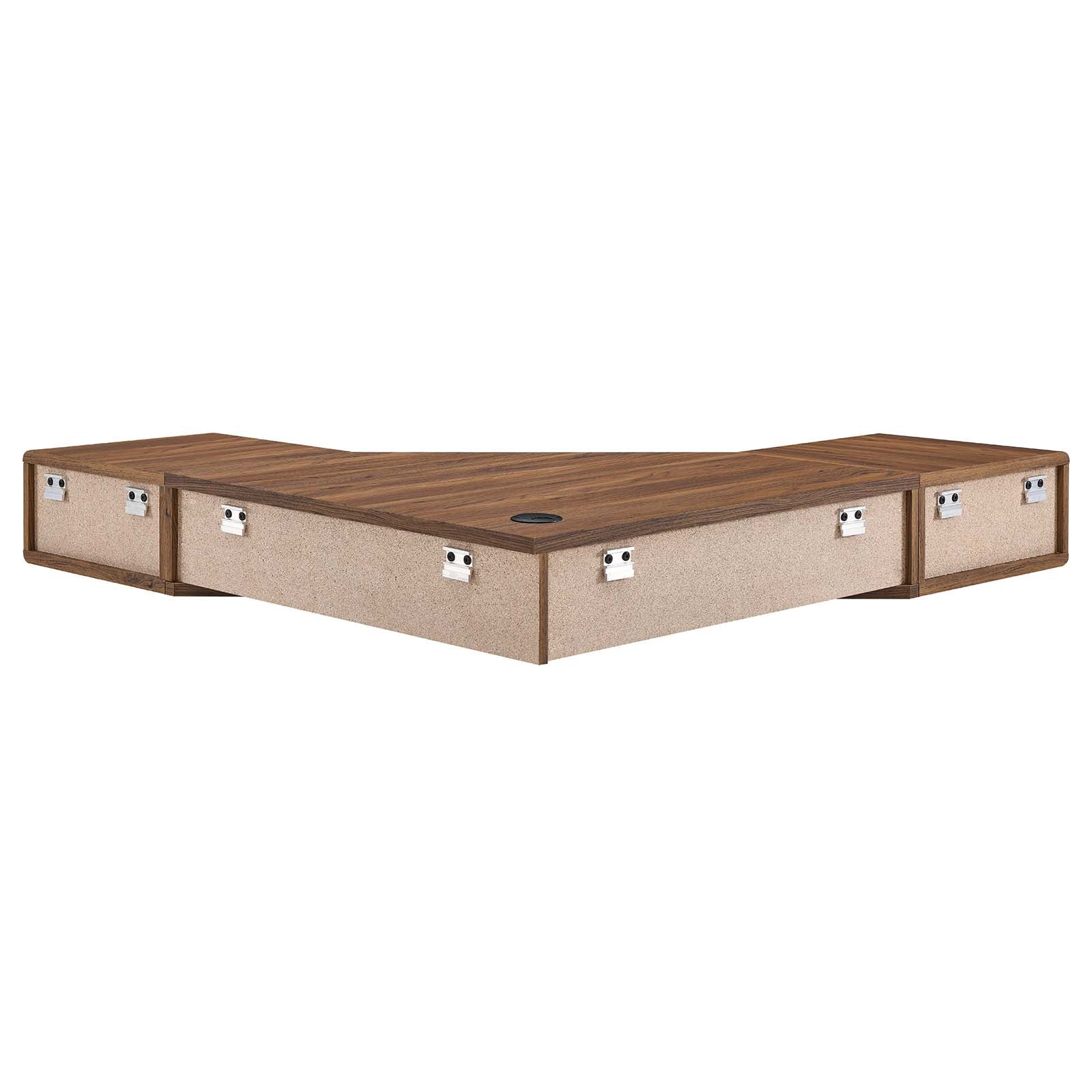 Transmit 47" Wall Mount Corner Walnut Office Desk by Modway