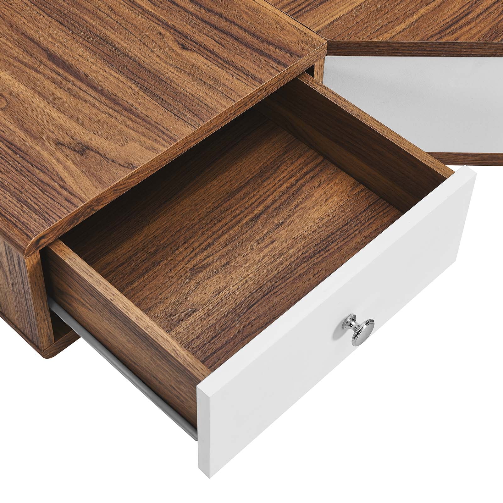 Transmit 47" Wall Mount Corner Walnut Office Desk by Modway