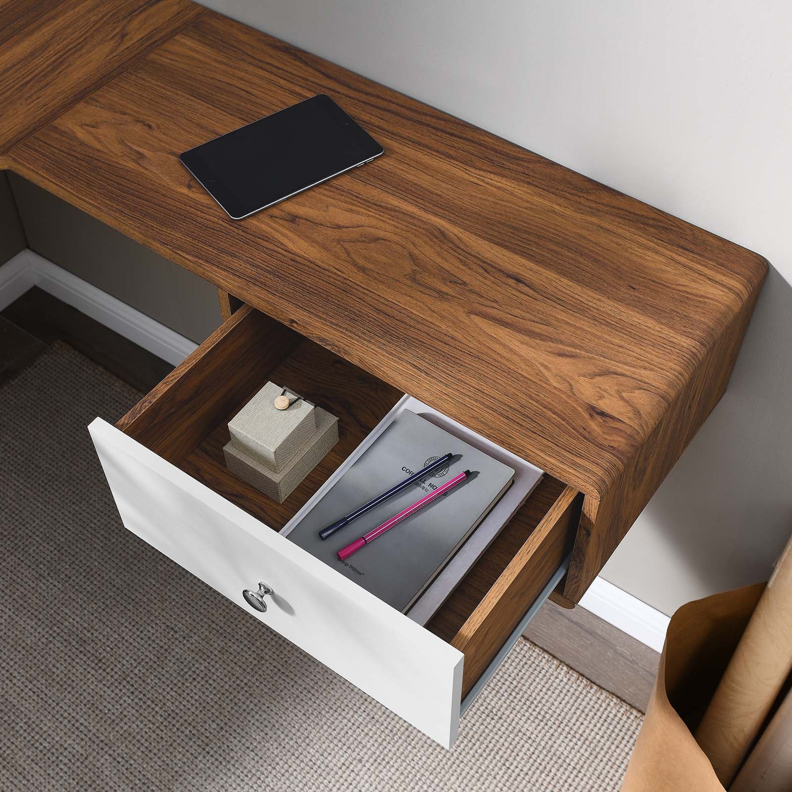 Transmit 55" Wall Mount Corner Wood Office Desk by Modway