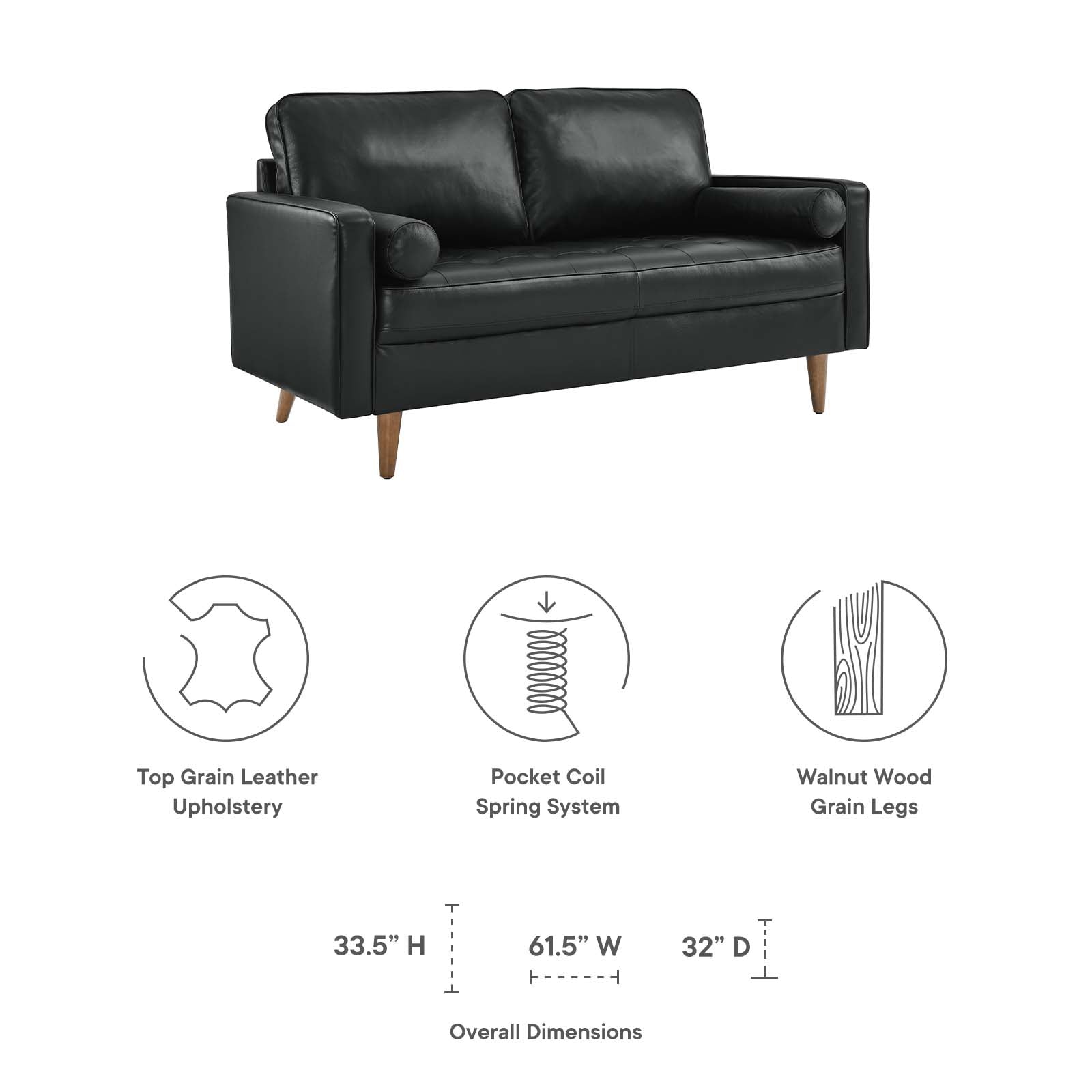 Valour Leather Loveseat by Modway