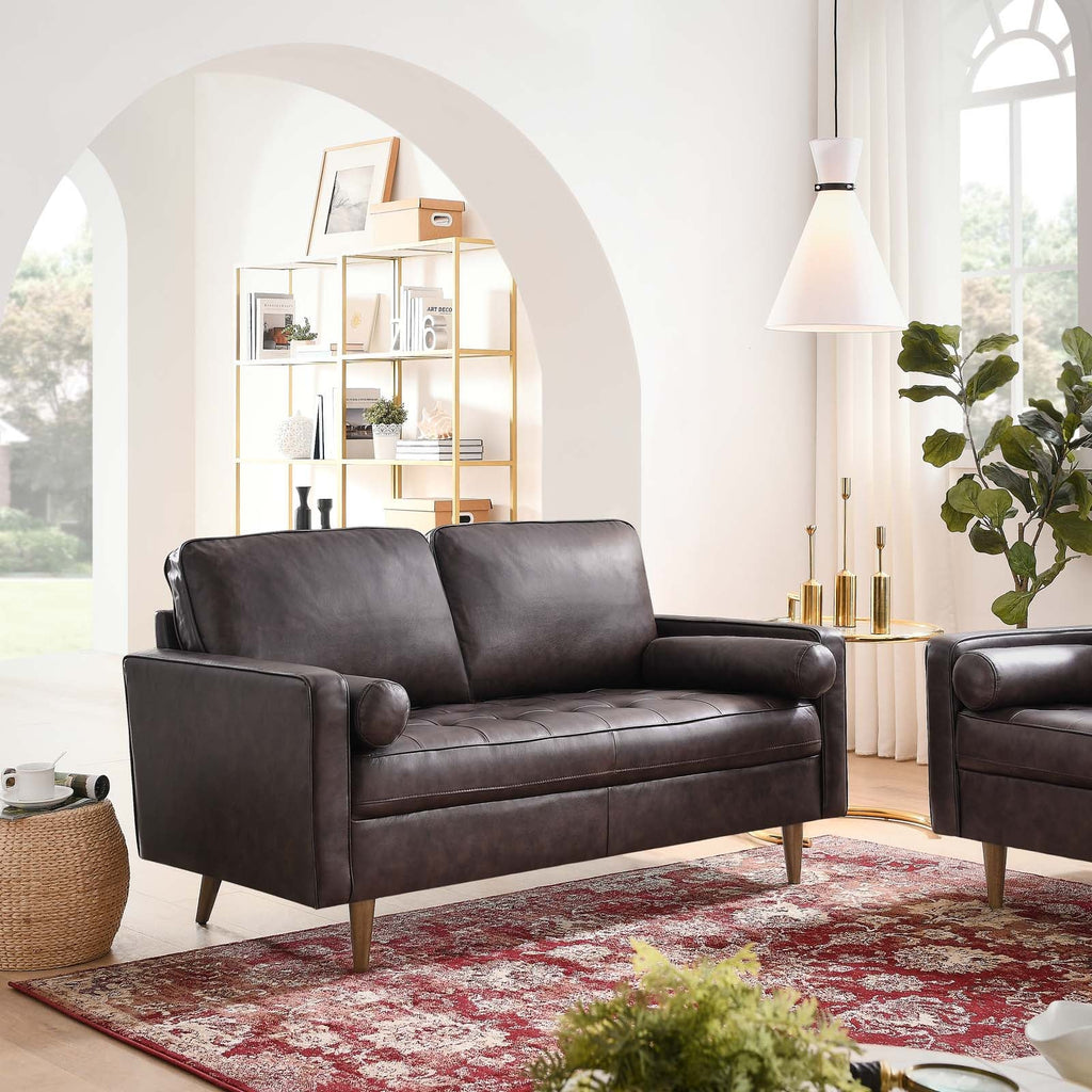 Valour Leather Loveseat by Modway
