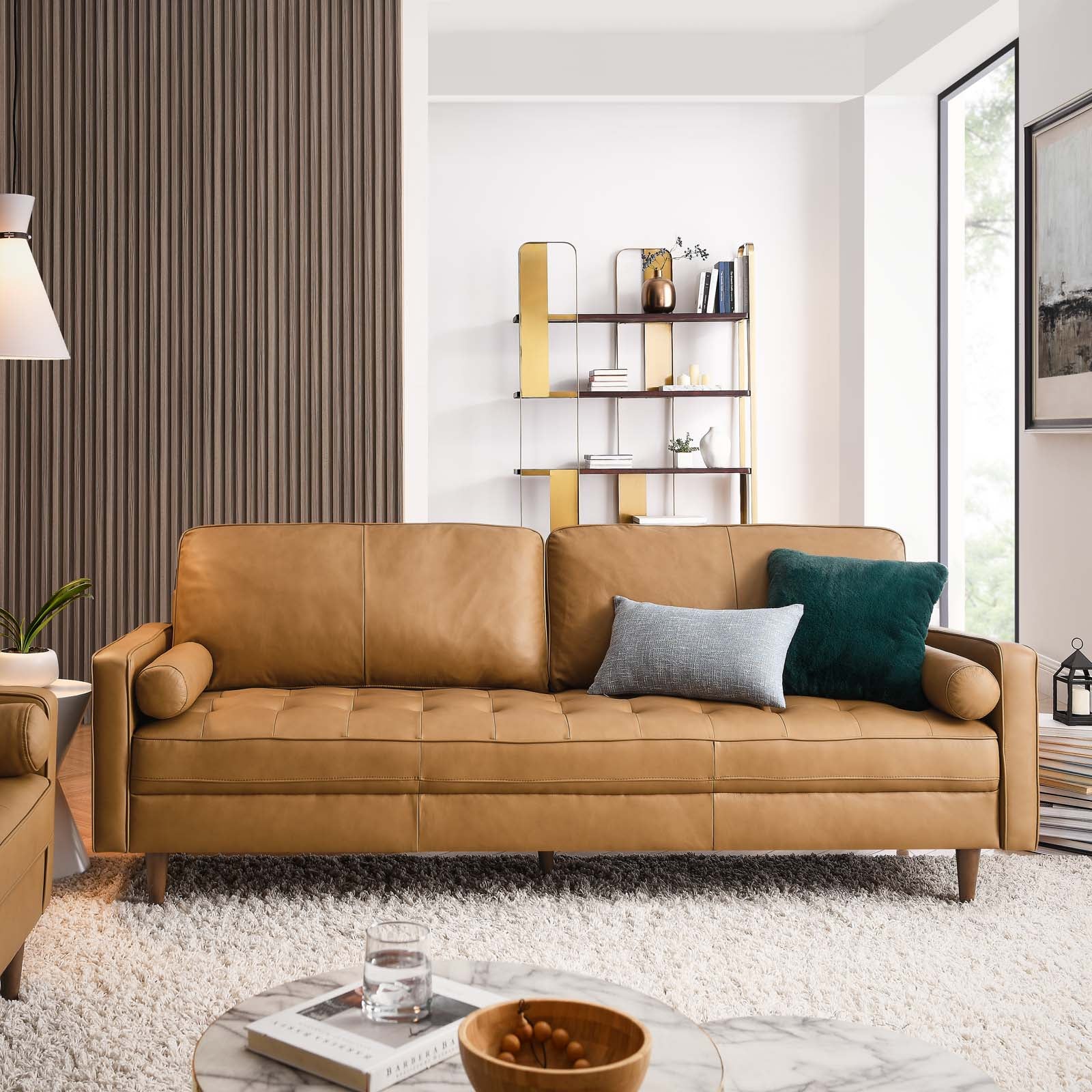 Valour 88" Leather Sofa by Modway