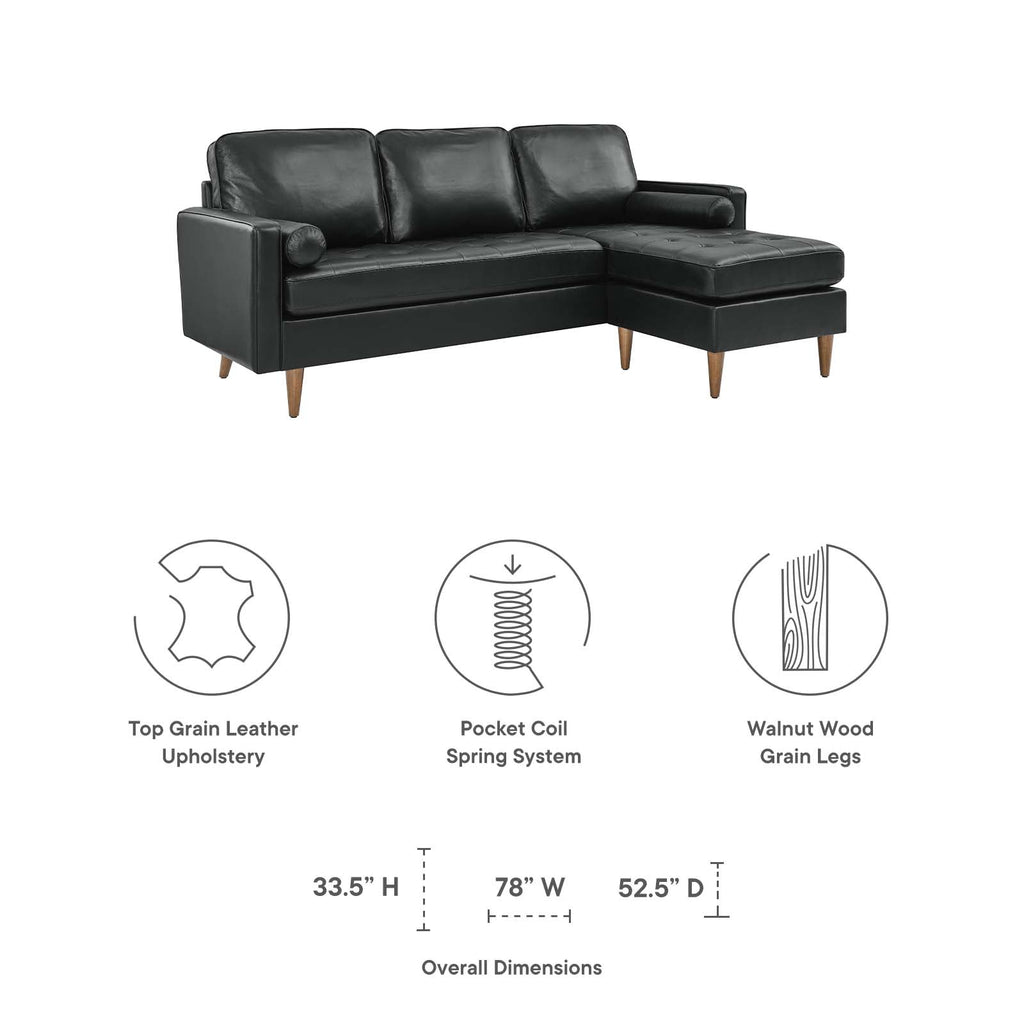 Valour 78" Leather Apartment Sectional Sofa by Modway