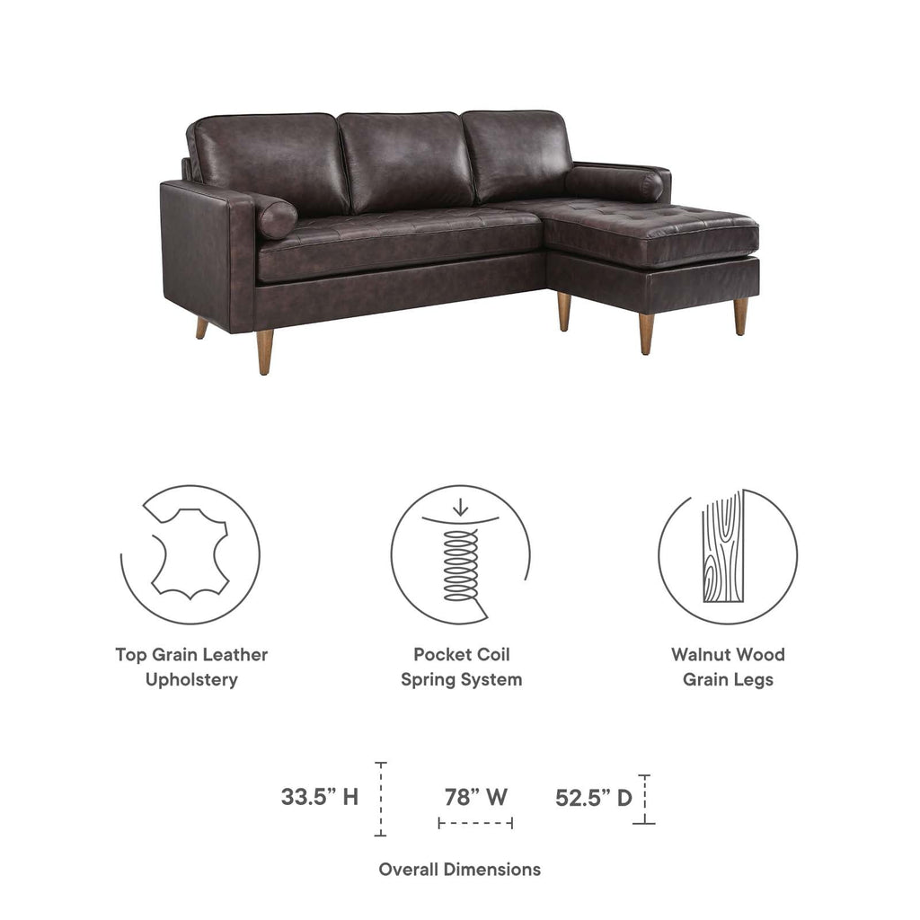 Valour 78" Leather Apartment Sectional Sofa by Modway