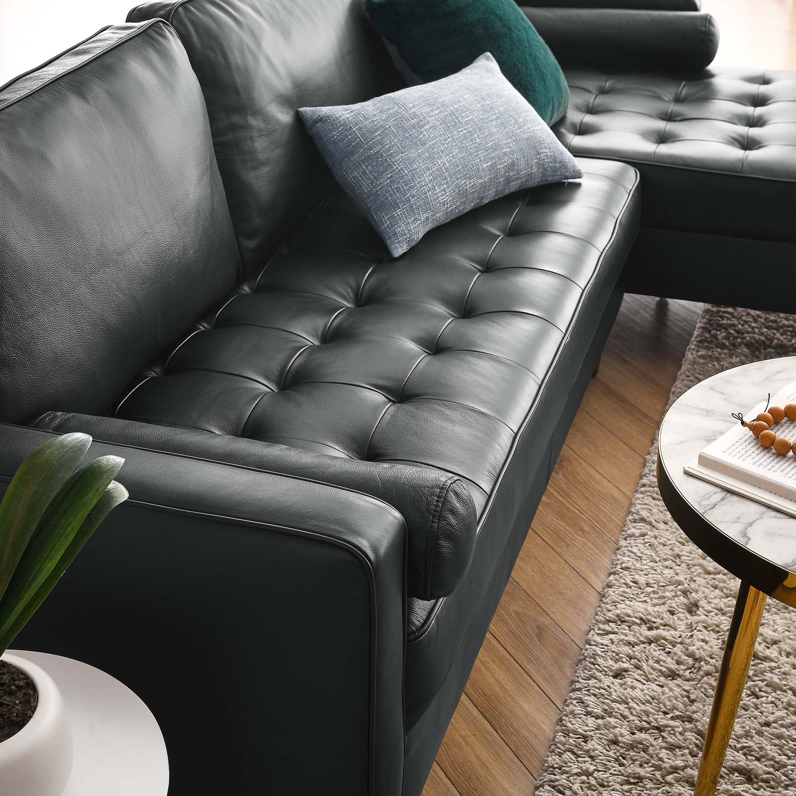 Valour 98" Leather Sectional Sofa by Modway