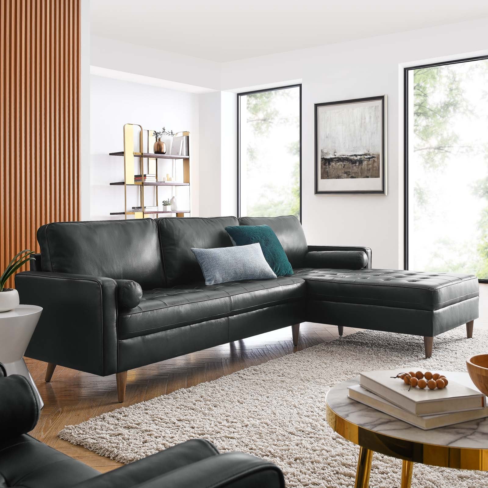 Valour 98" Leather Sectional Sofa by Modway