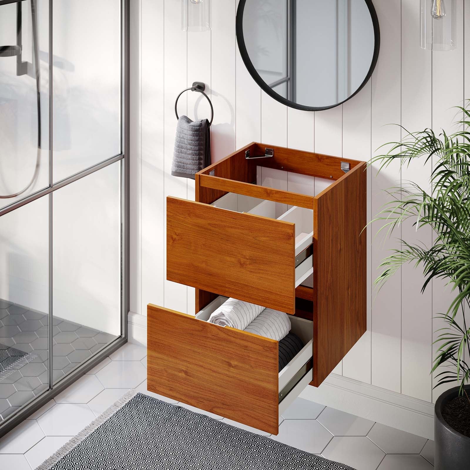 Scenic 18" Wall-Mount Bathroom Vanity Cabinet (Sink Basin Not Included) by Modway