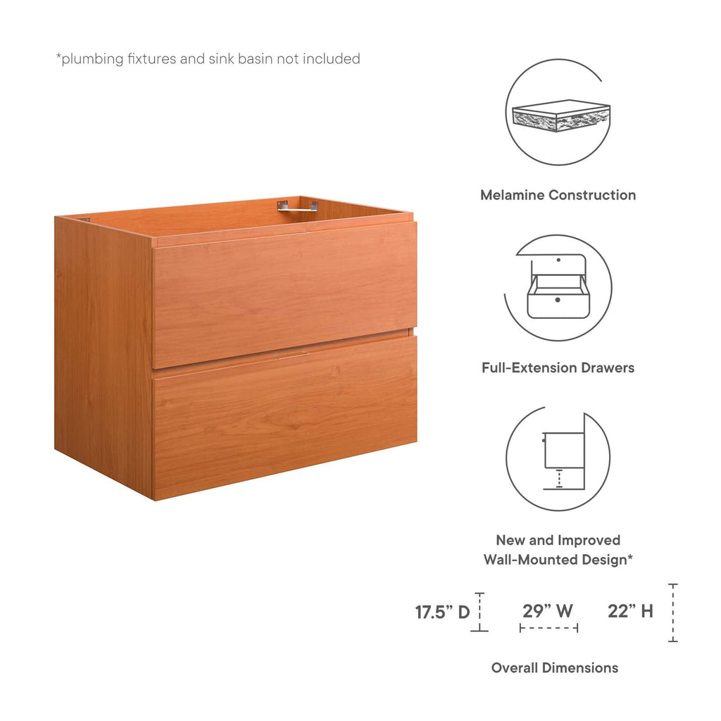 Scenic 30" Wall-Mount Bathroom Vanity Cabinet (Sink Basin Not Included) by Modway