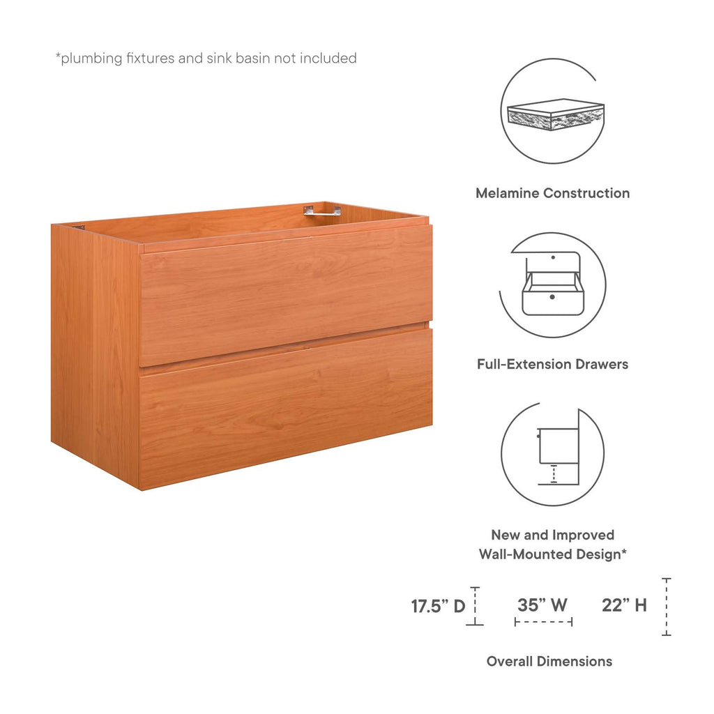 Scenic 36" Wall-Mount Bathroom Vanity Cabinet (Sink Basin Not Included) by Modway