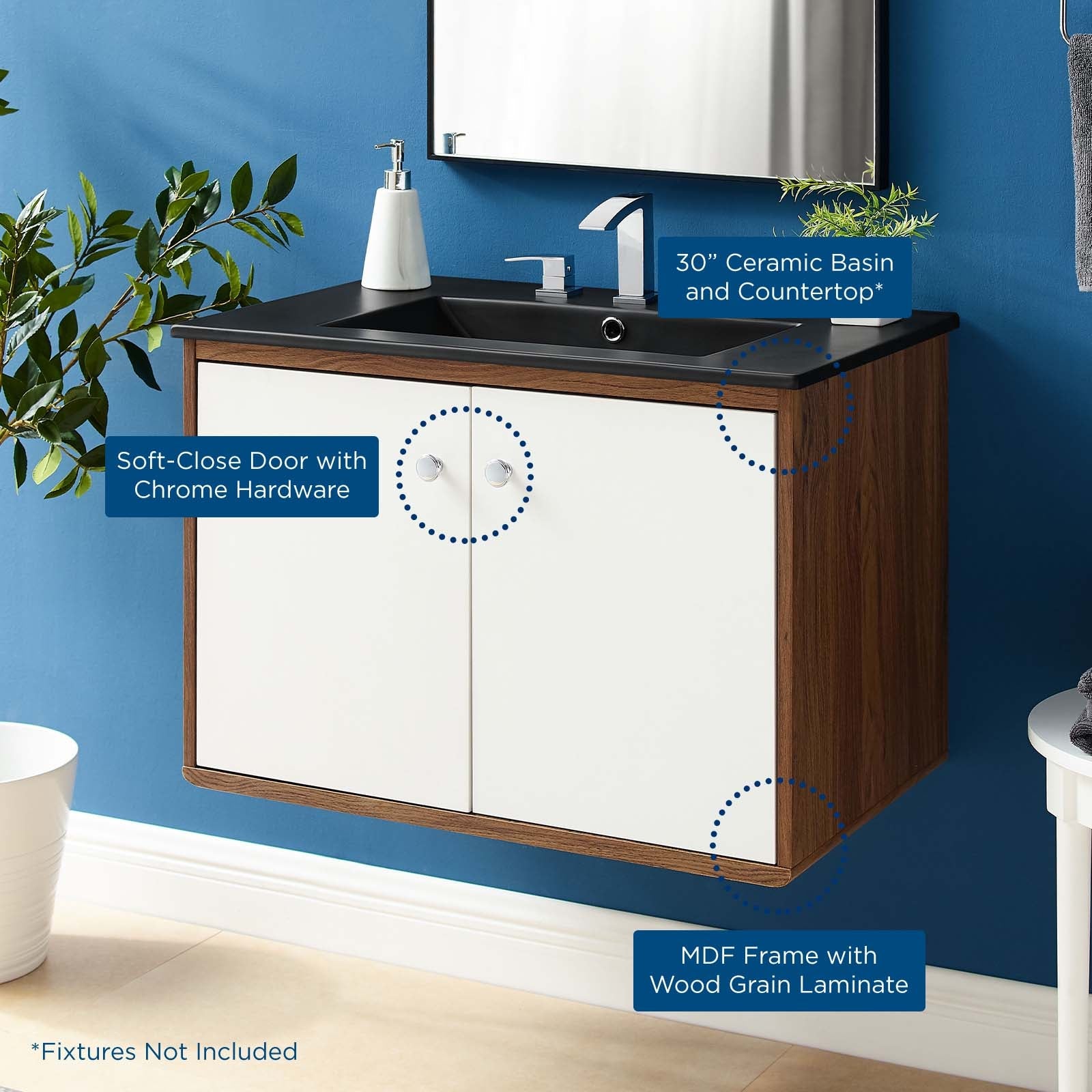 Transmit 30" Wall-Mount Bathroom Vanity by Modway