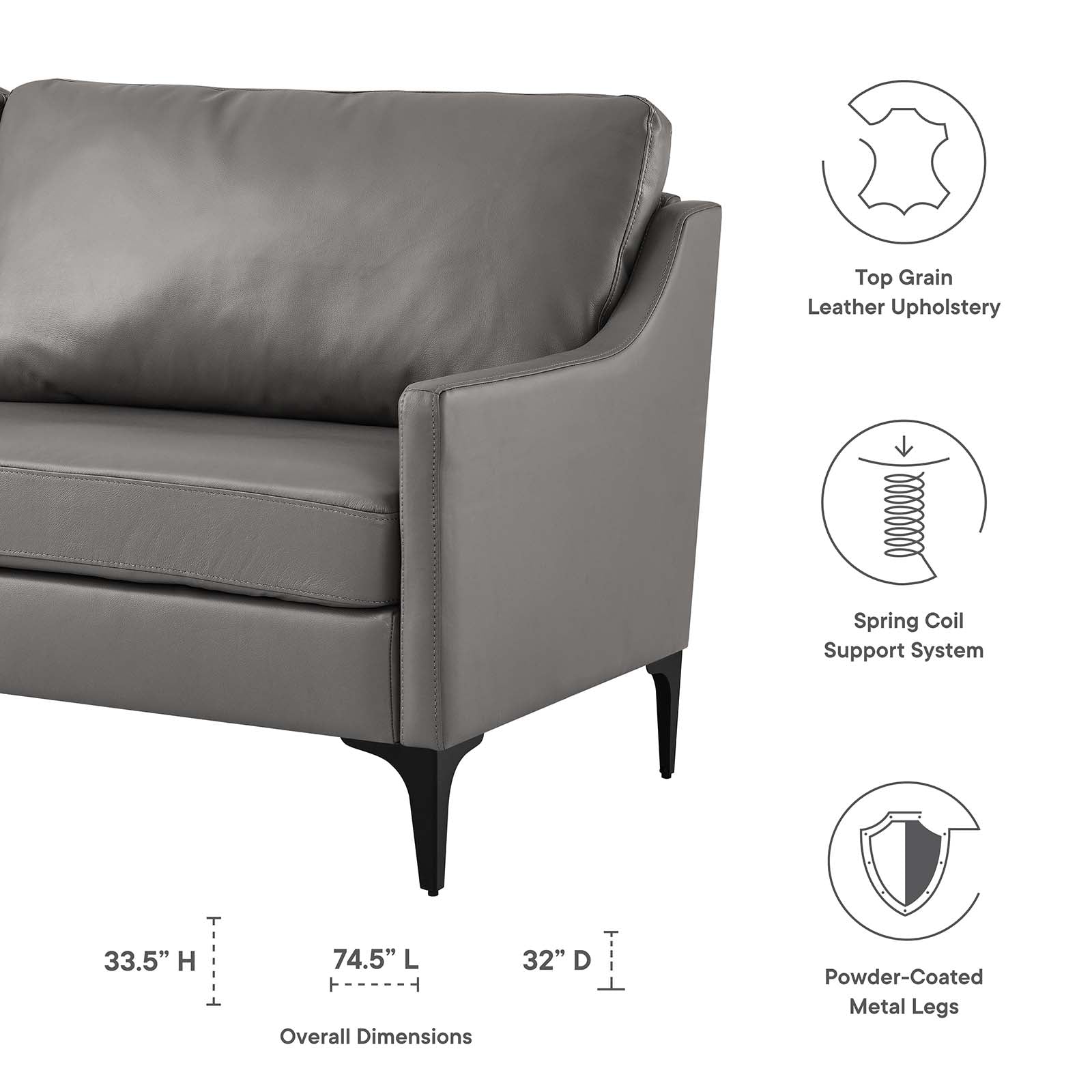 Corland Leather Sofa by Modway