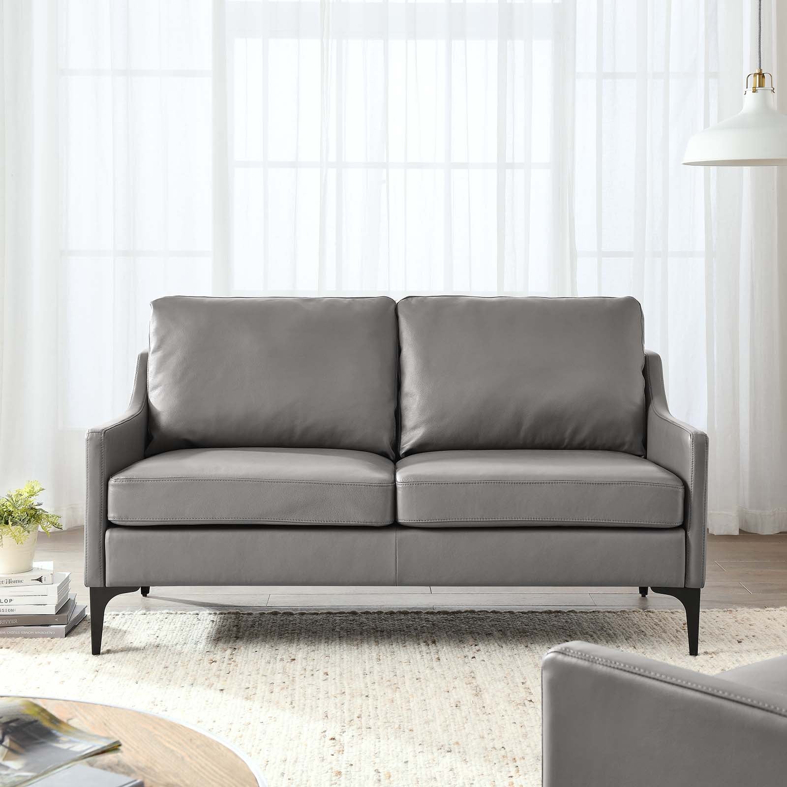 Corland Leather Loveseat by Modway