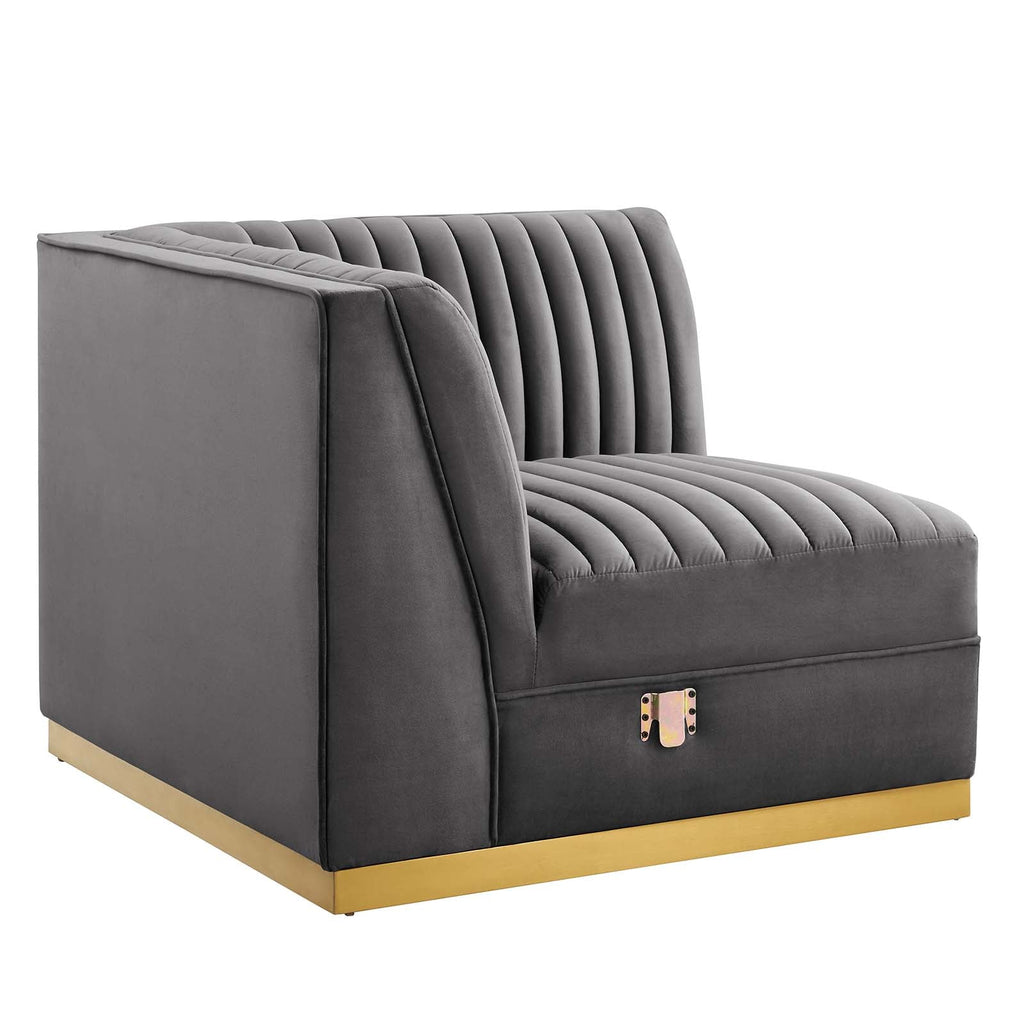 Sanguine Channel Tufted Performance Velvet Modular Sectional Sofa Left Corner Chair by Modway
