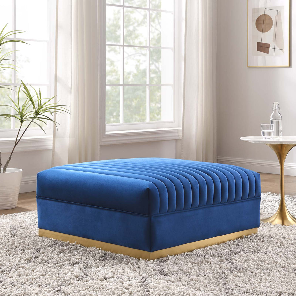 Sanguine Channel Tufted Performance Velvet Modular Sectional Sofa Ottoman by Modway