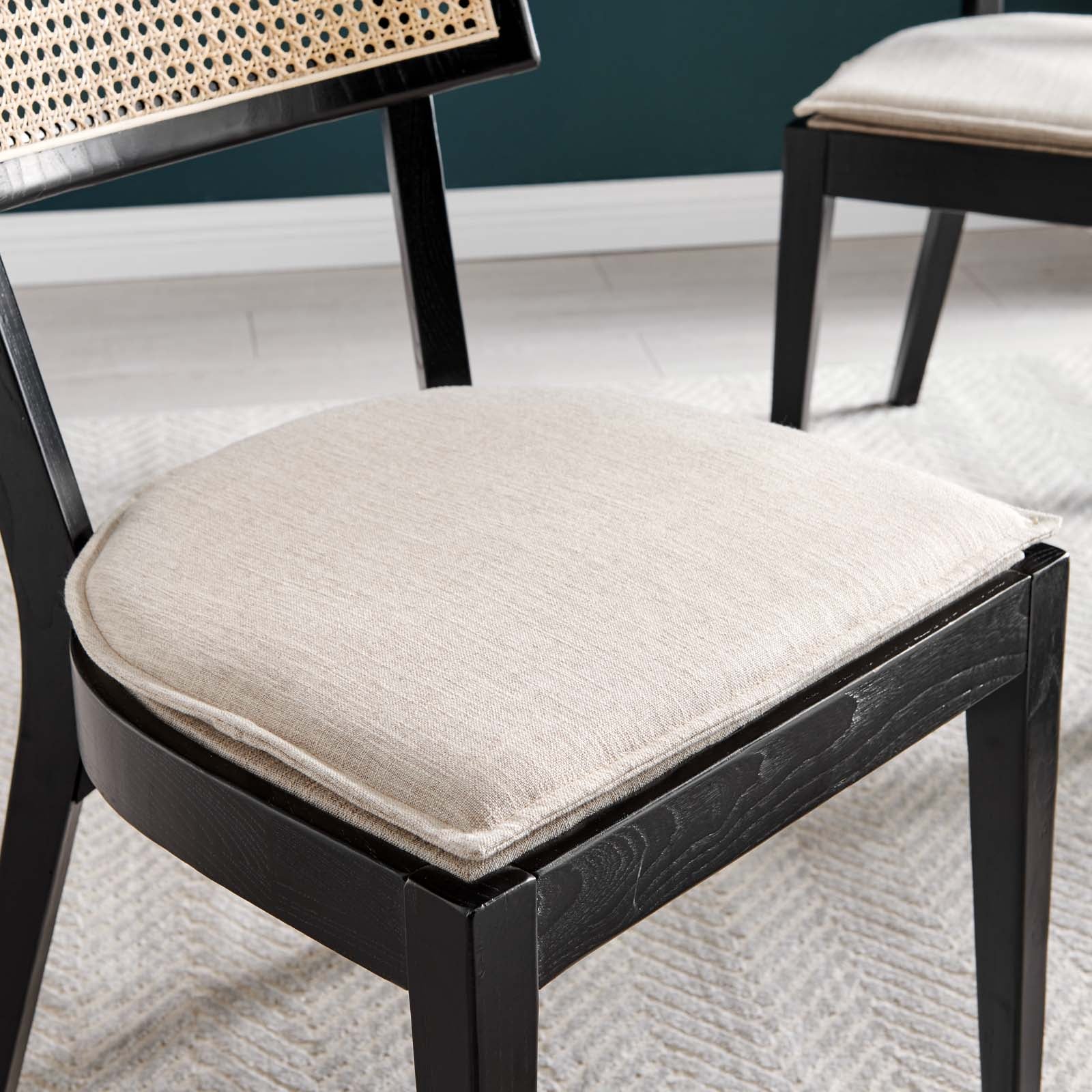 Caledonia Fabric Upholstered Wood Dining Chair Set of 2 by Modway