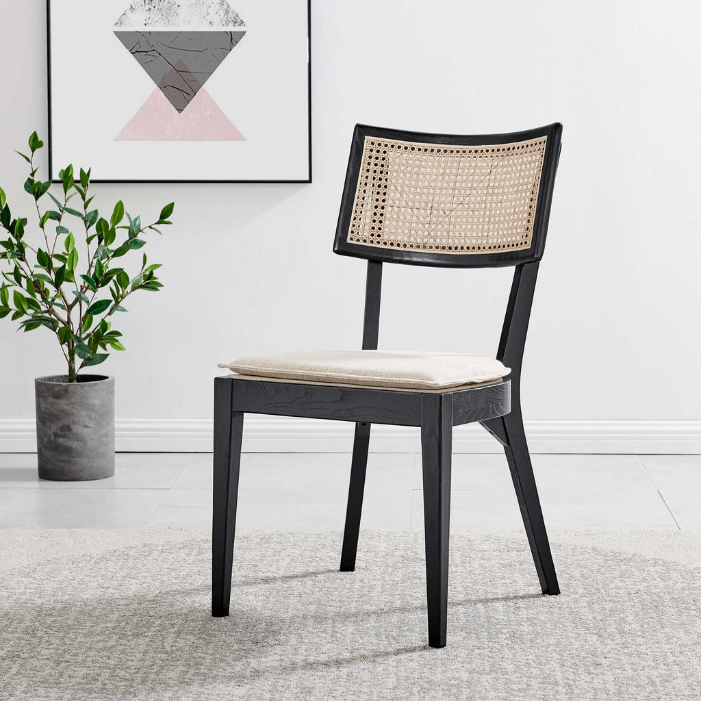 Caledonia Fabric Upholstered Wood Dining Chair Set of 2 by Modway