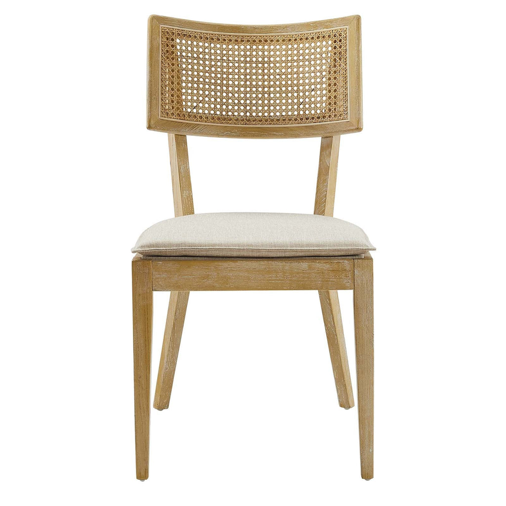 Caledonia Fabric Upholstered Wood Dining Chair Set of 2 by Modway