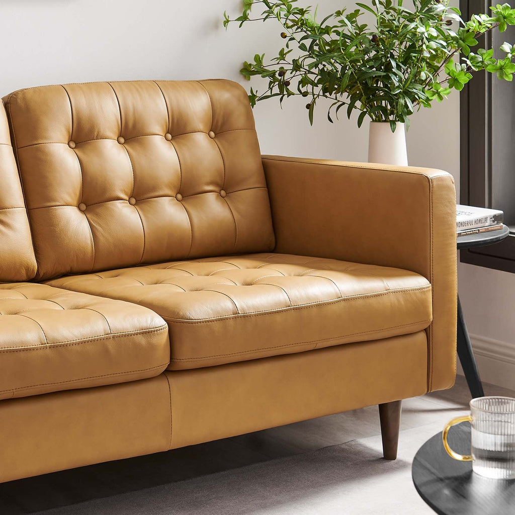 Exalt Tufted Leather Loveseat by Modway