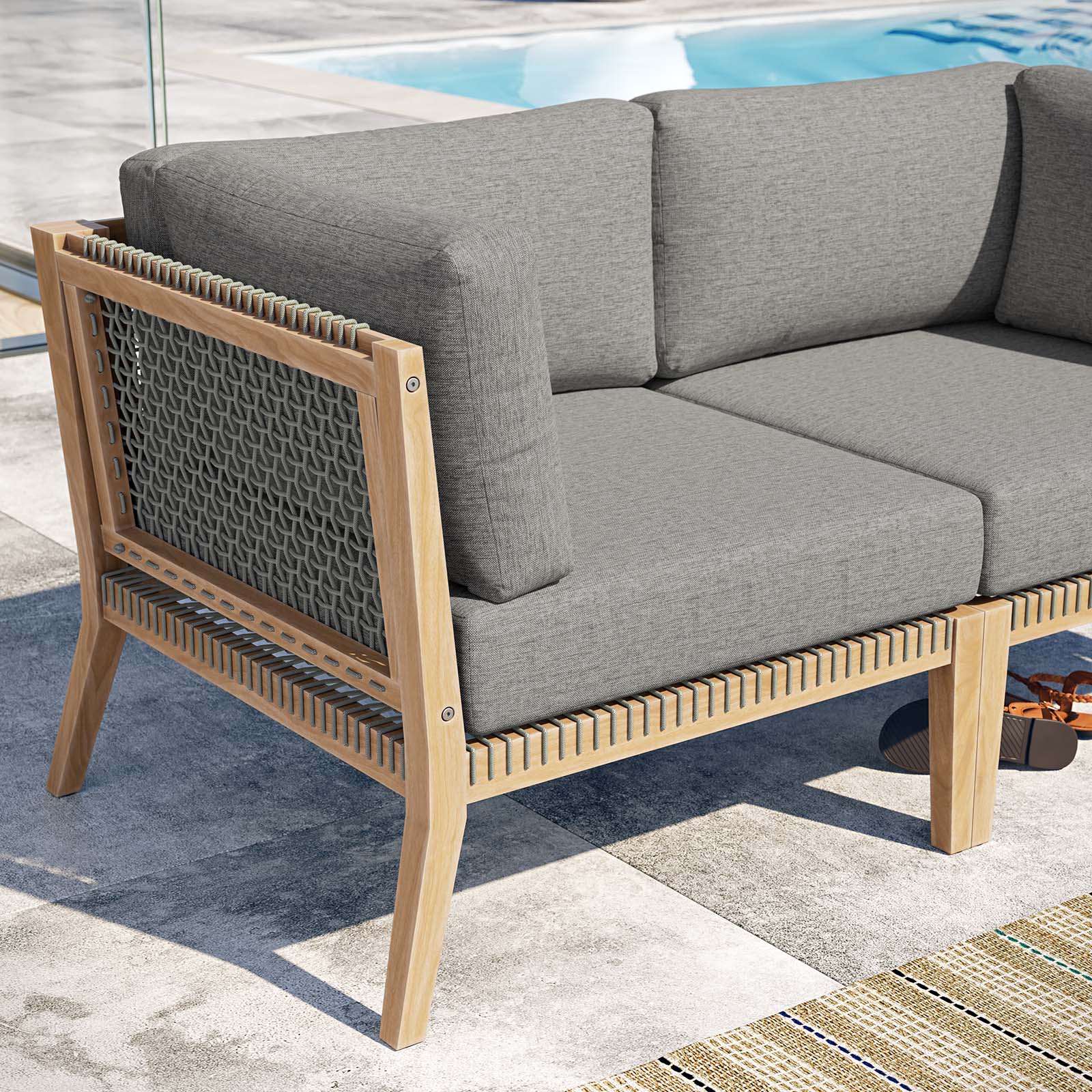 Clearwater Outdoor Patio Teak Wood Loveseat by Modway
