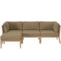 Clearwater 4-Piece Outdoor Patio Teak Wood Sectional Sofa by Modway