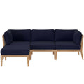 Clearwater 4-Piece Outdoor Patio Teak Wood Sectional Sofa by Modway