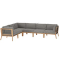 Clearwater 6-Piece Outdoor Patio Teak Wood Sectional Sofa by Modway