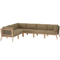 Clearwater 6-Piece Outdoor Patio Teak Wood Sectional Sofa by Modway