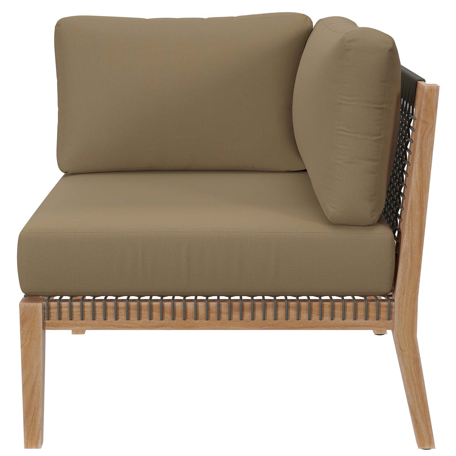 Clearwater 6-Piece Outdoor Patio Teak Wood Sectional Sofa by Modway