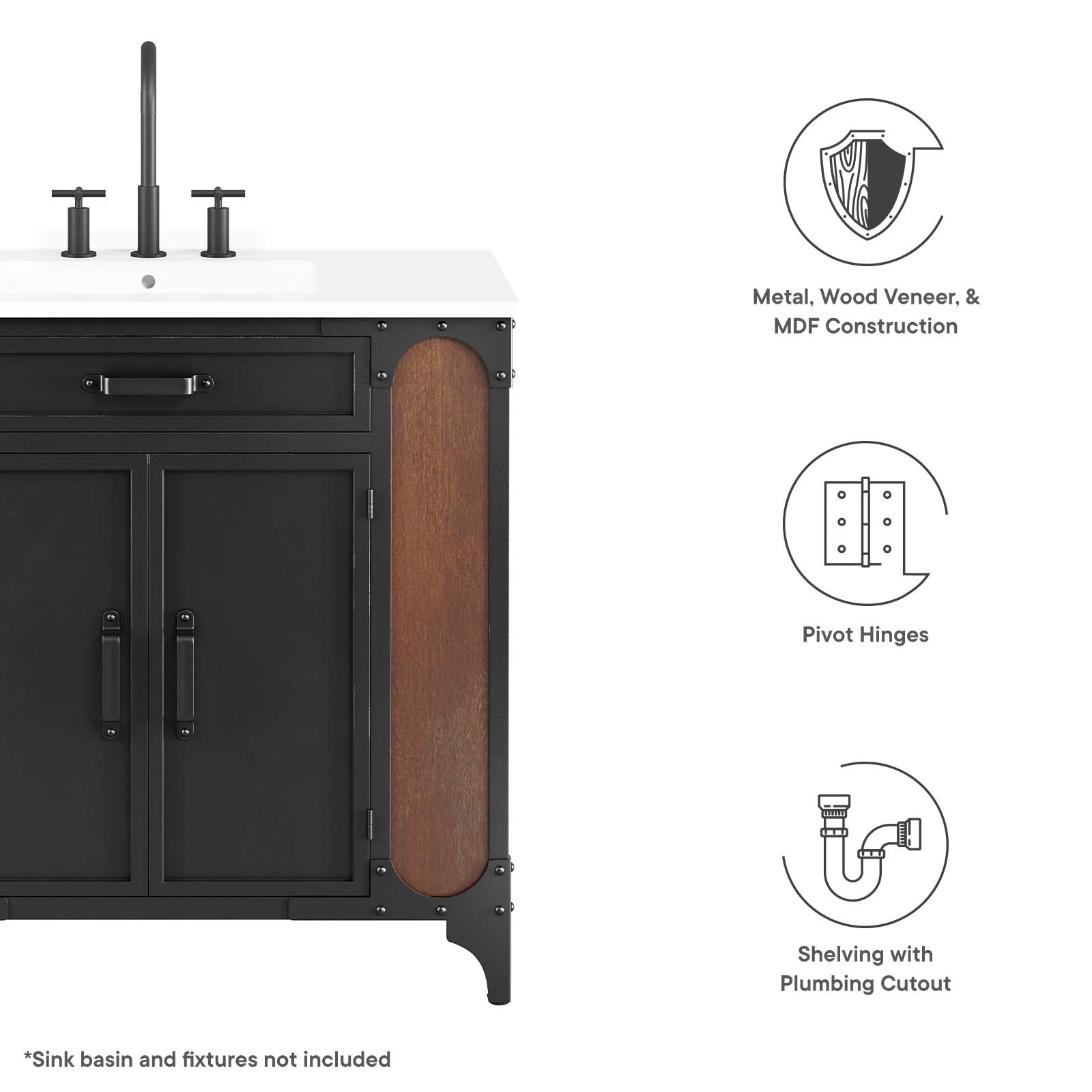 Steamforge 36" Bathroom Vanity Cabinet (Sink Basin Not Included) by Modway