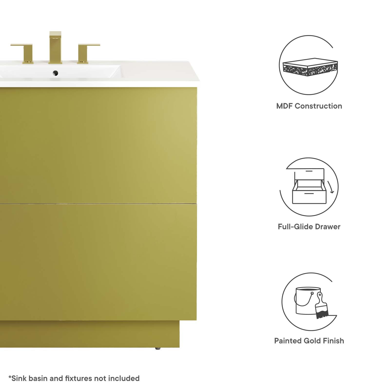 Quantum 36" Bathroom Vanity Cabinet (Sink Basin Not Included) by Modway