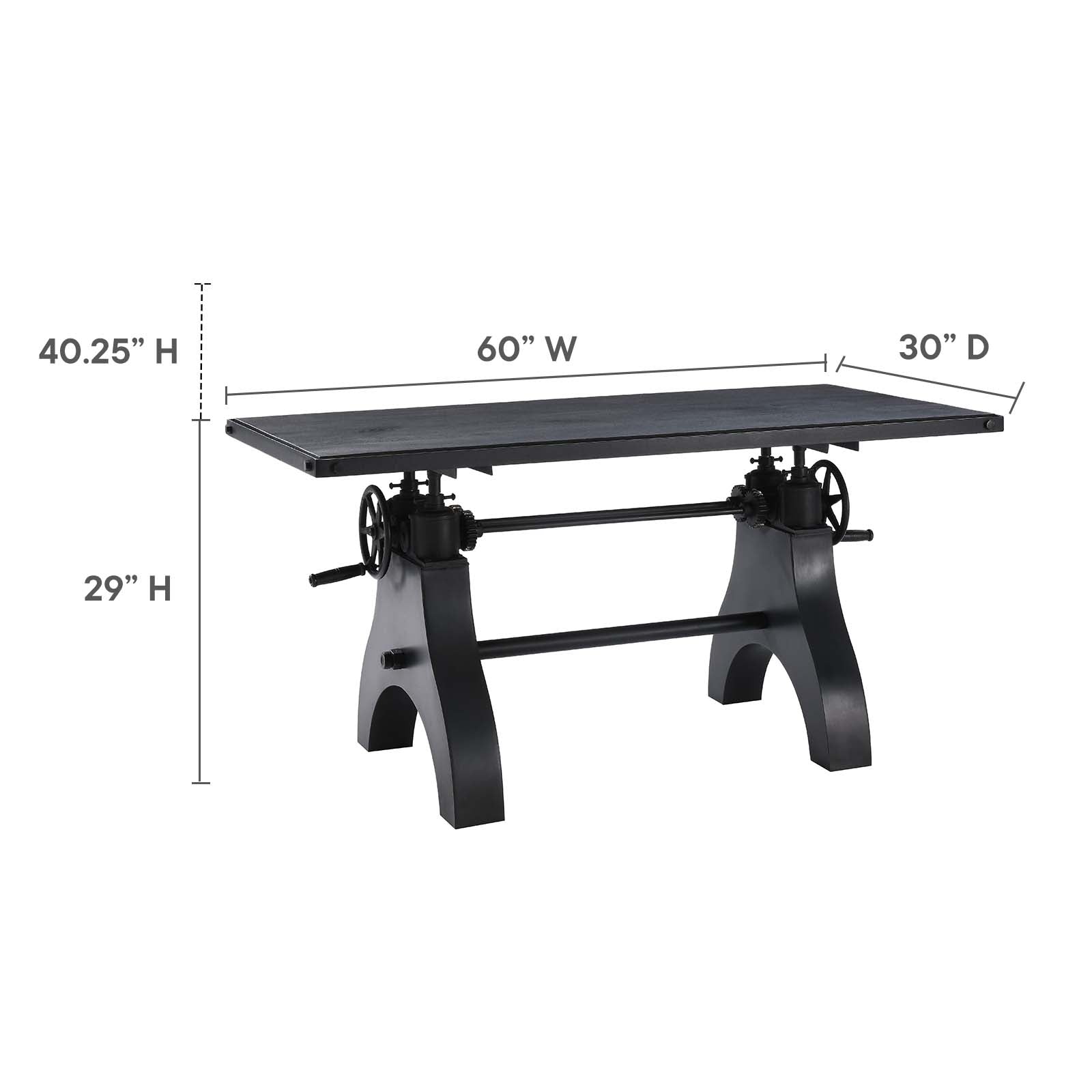 Genuine 60" Crank Adjustable Height Dining Table and Computer Desk by Modway