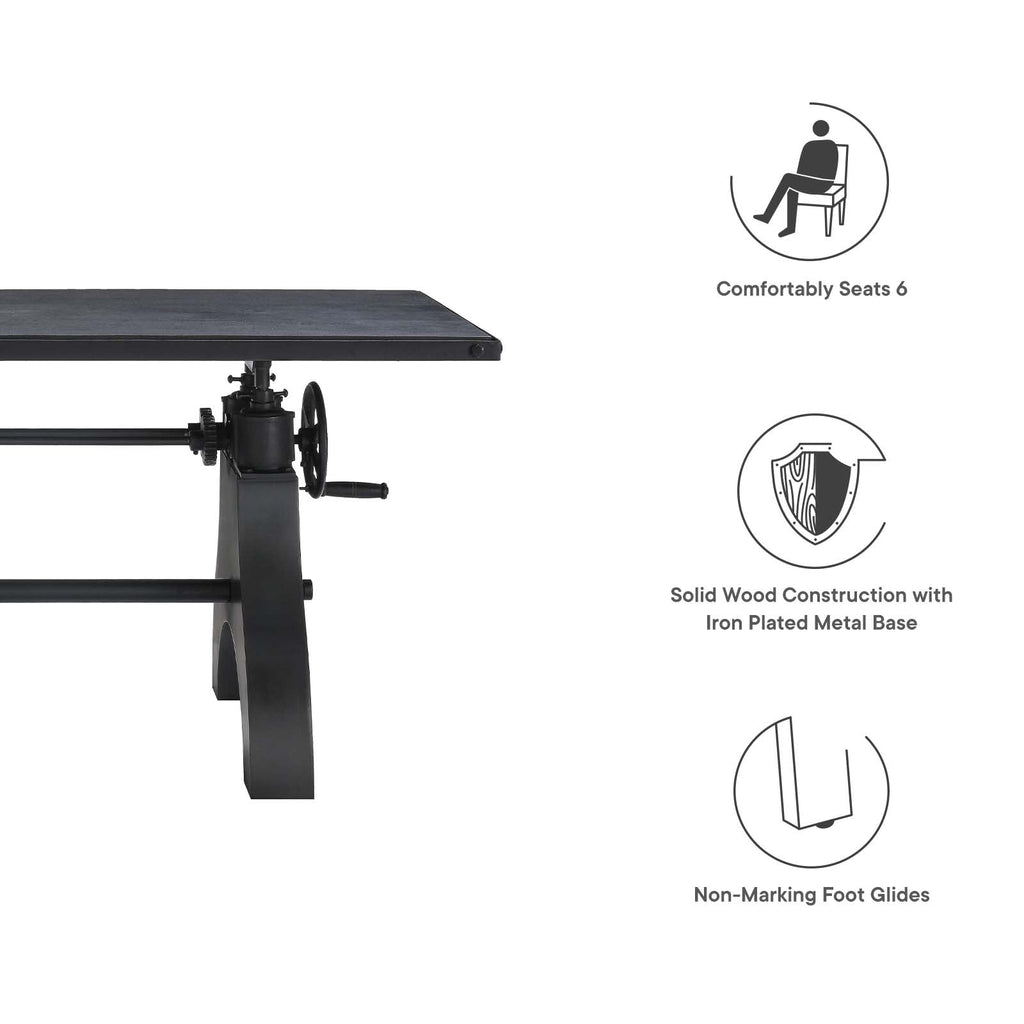 Genuine 60" Crank Adjustable Height Dining Table and Computer Desk by Modway