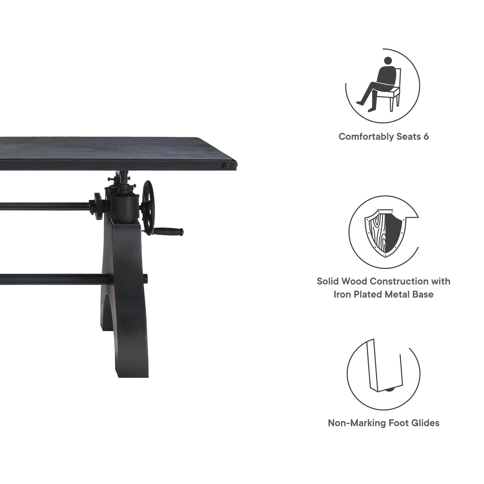 Genuine 60" Crank Adjustable Height Dining Table and Computer Desk by Modway